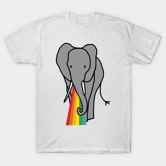 Animals with Rainbow Puke Elephant T-Shirt by ellenhenryart